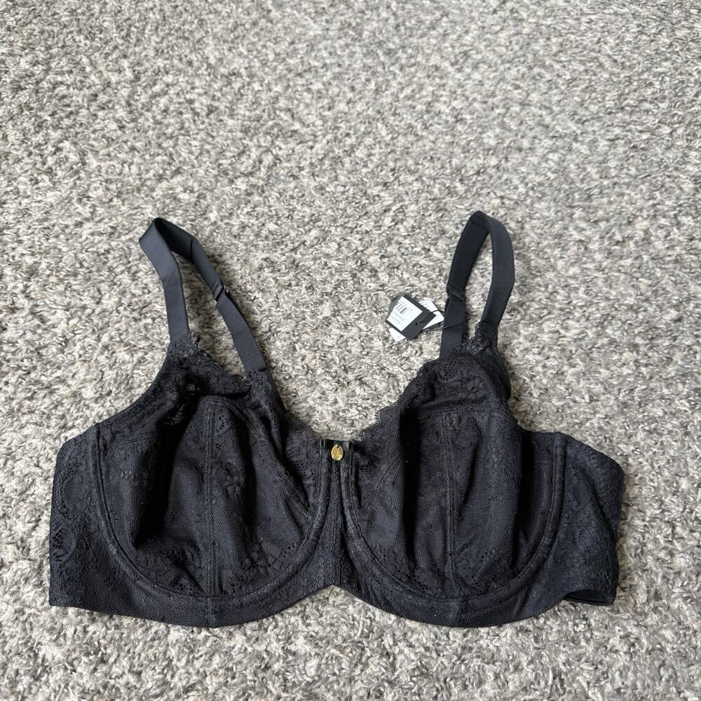 Curvation 36DDD Unlined Lace Everyday Glamour Bra Black Underwire NEW